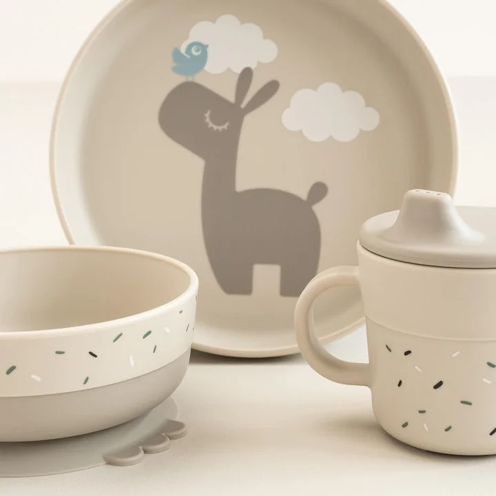 Done by Deer - Foodie Geschirr-Set, Happy Clouds, grün (3er-Set)