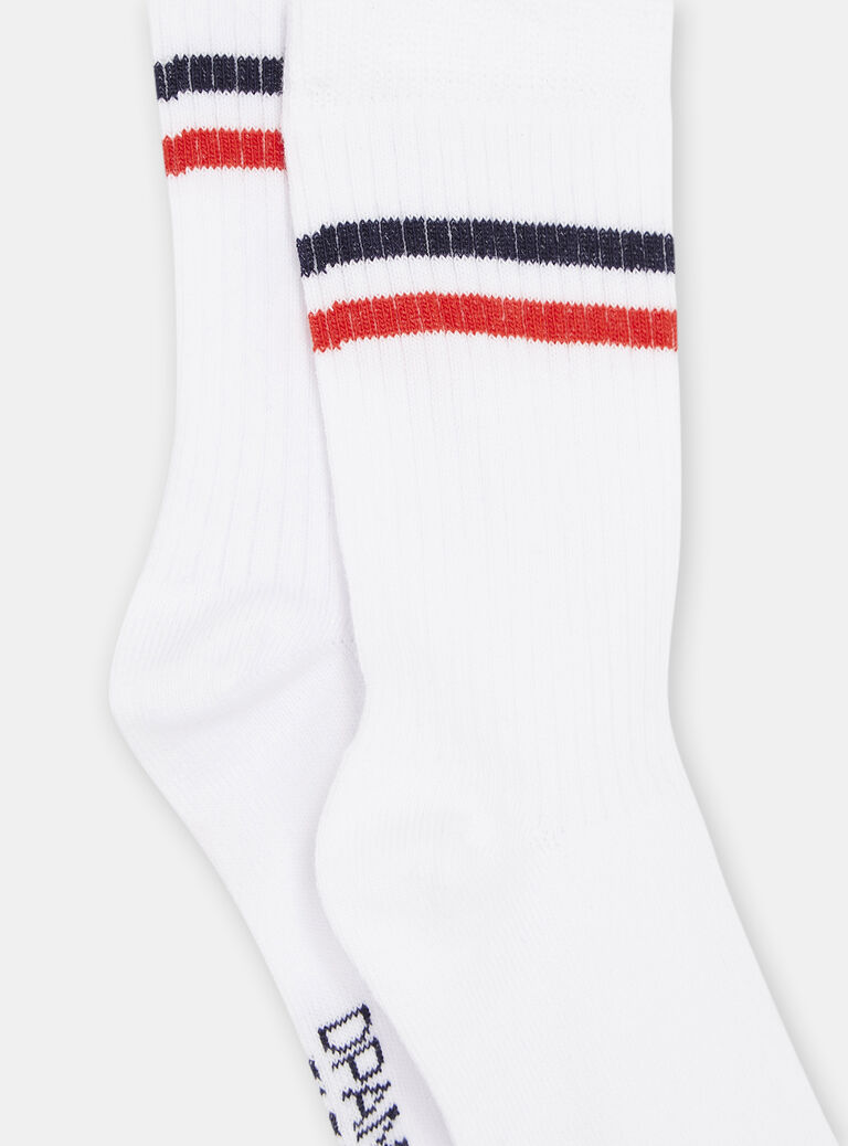 Chaussettes blanches à motifs rayures garçon