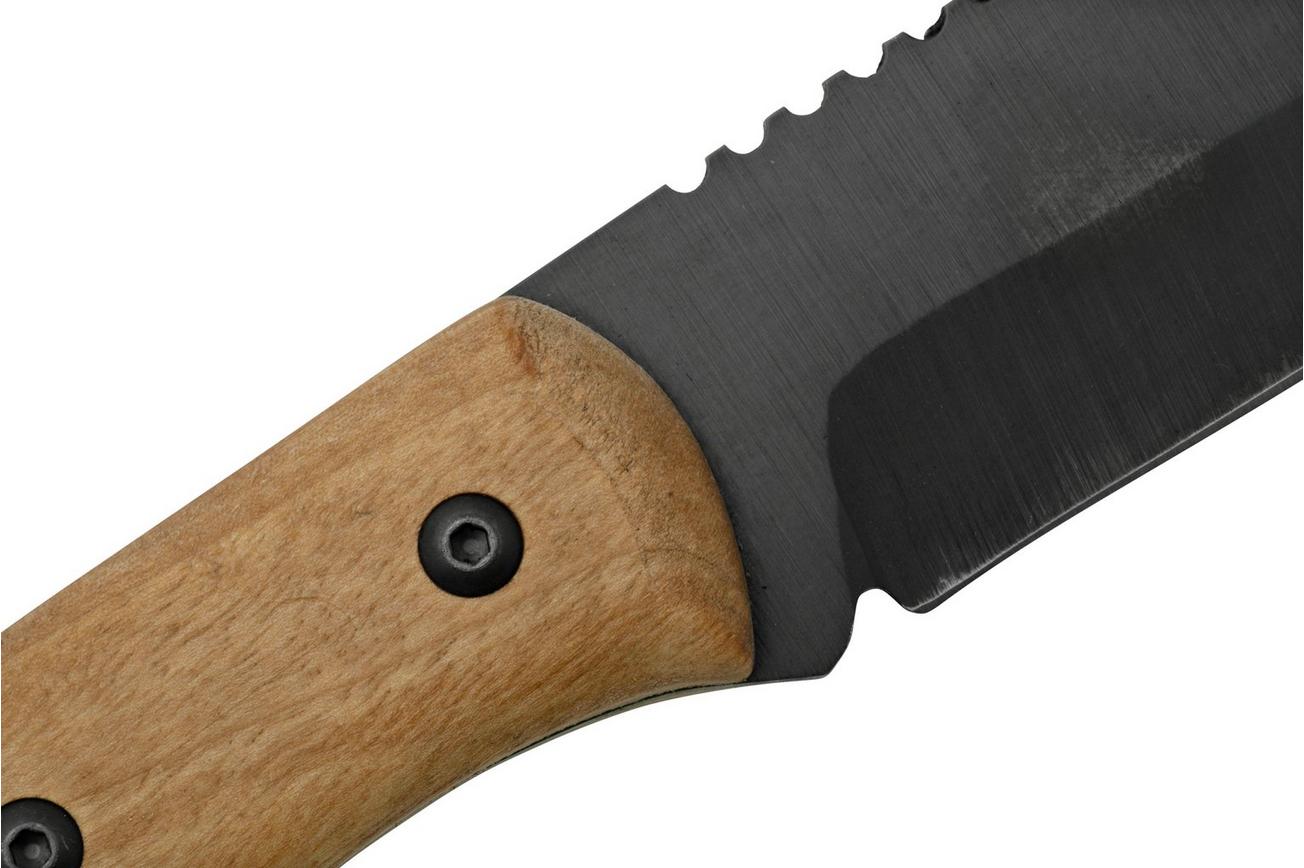 BeaverCraft BSH4 Carbon Steel Bushcraft Knife, Walnut Handle with Leather Sheath, bushcraftmes