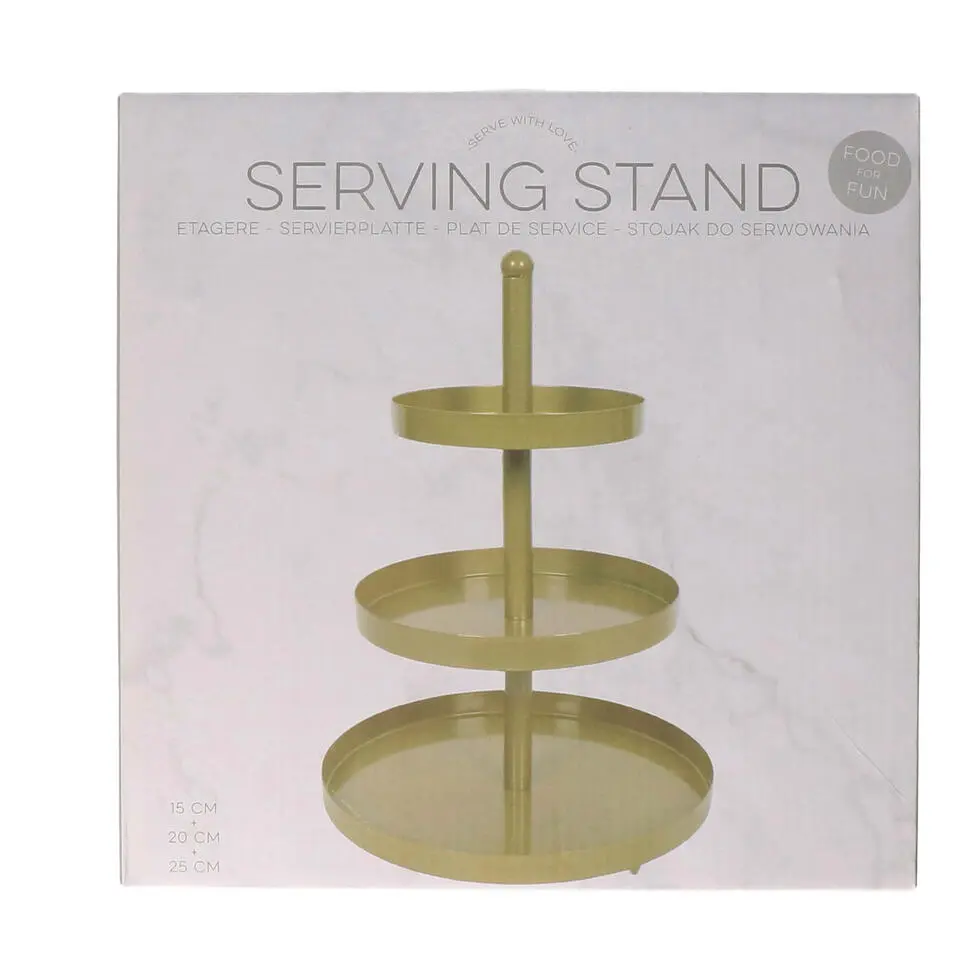 Etagere - goud - metaal - 3-laags - 25 x 35 cm - hapjes/high tea