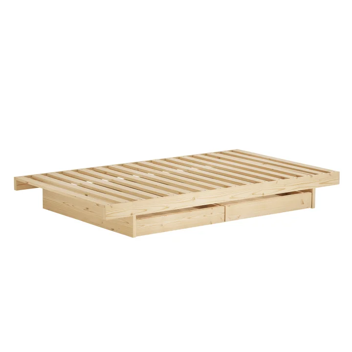 Karup Design - Kanso Bett mit Schubladen, 90 x 200 cm, Kiefer natur