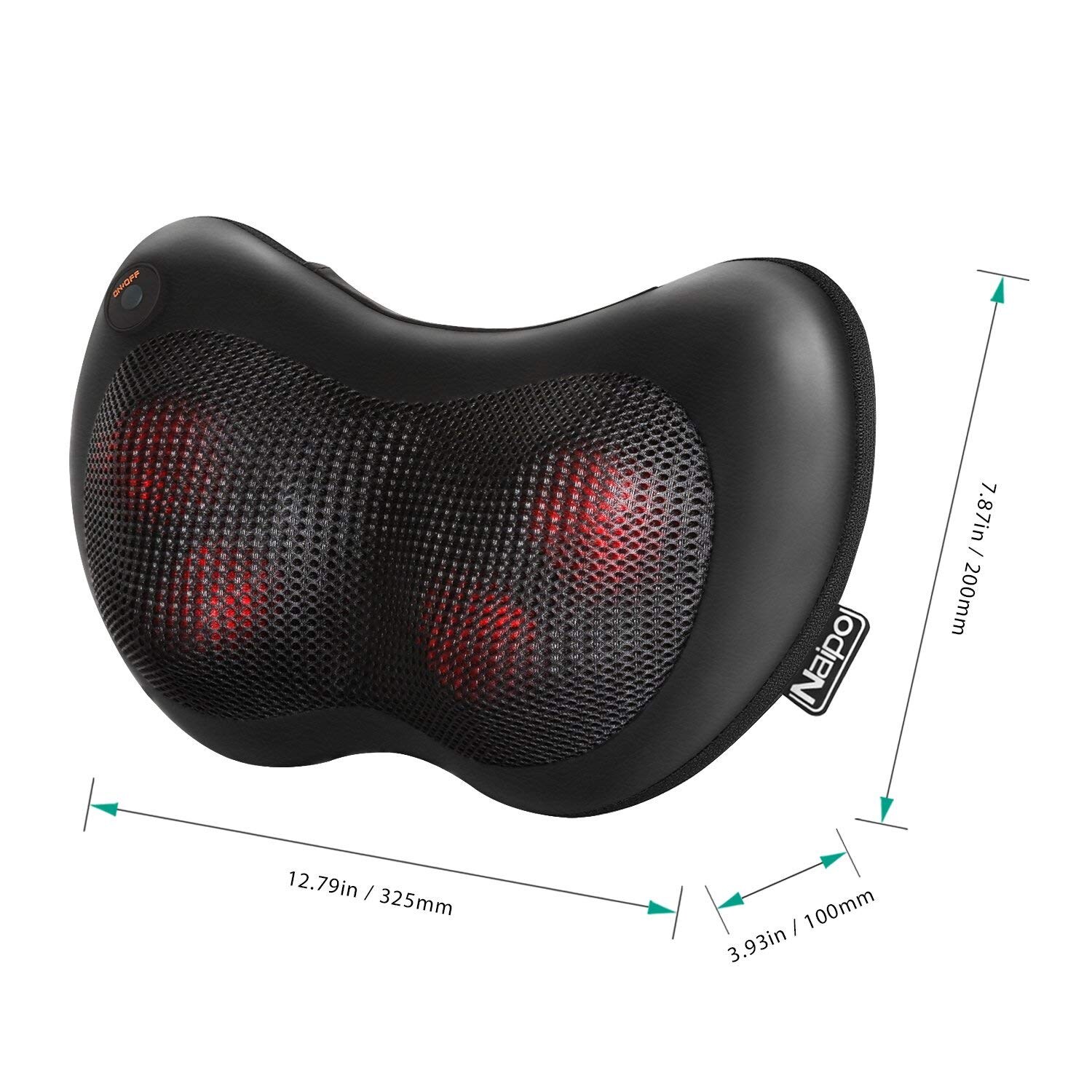 NAIPO Massagekissen Shiatsu Massagegeräte für Nacken Schulter Rücken 3D-rotieren