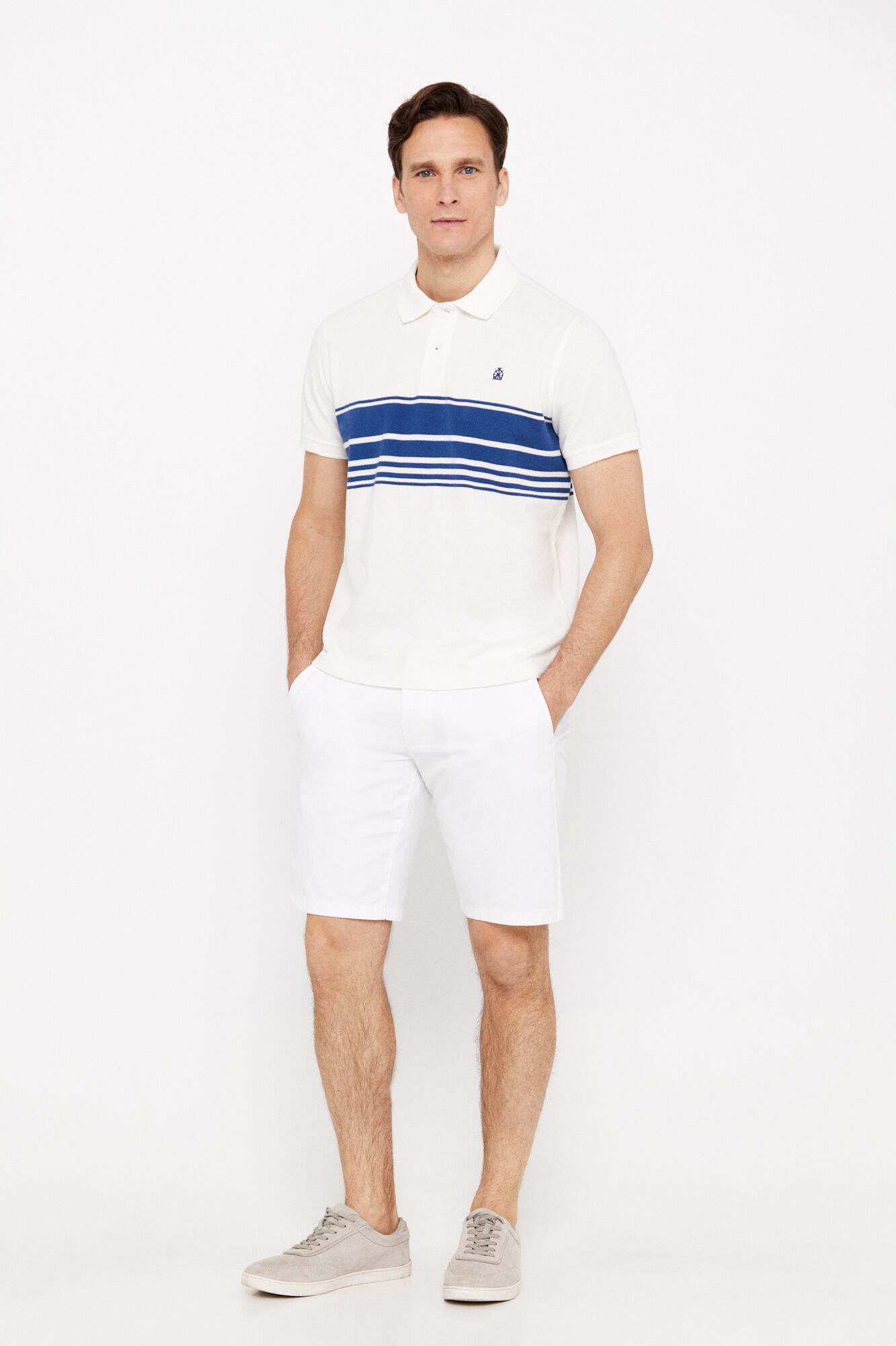 Camisa polo listrada estilo fantasia - Marfim