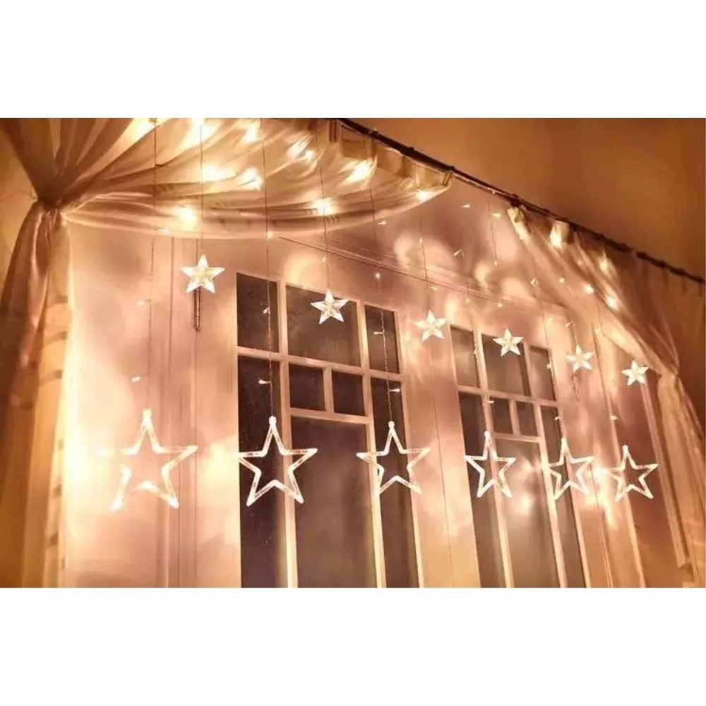 (2.5m) 138 LED's Weihnachts Deko Lichterkette Sternen Beleuchtung (Batteriebetrieben) - Warmweiss