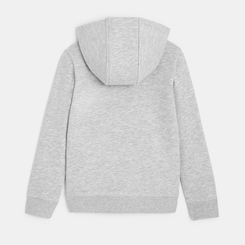 Sweat-shirt uni à capuche gris garçon