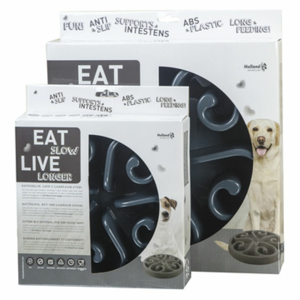 Eat Slow Live Longer Anti-schrok Voerbak Rond Grijs30 cm