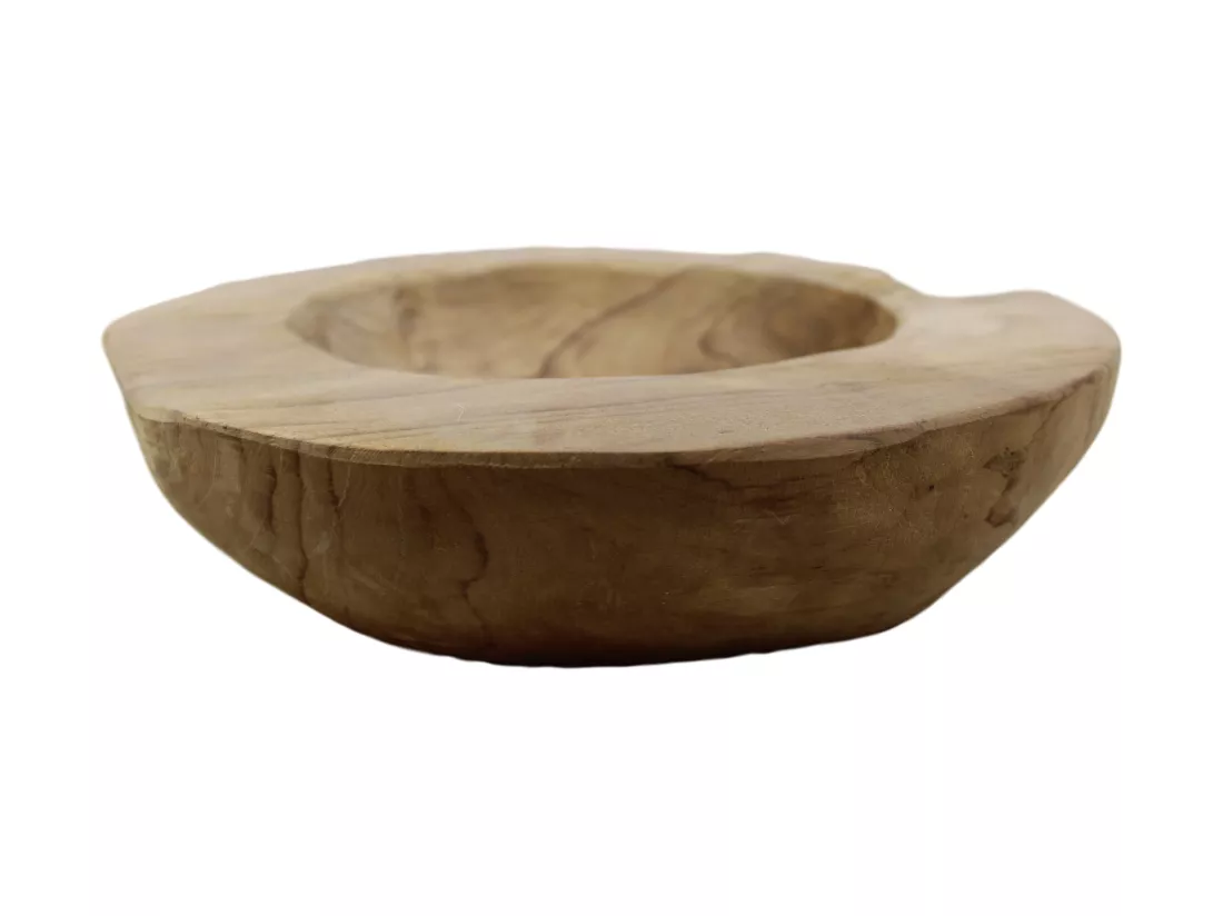 Petit bol à fruit - bois de teck - marron - 30 x 30 x 10 cm