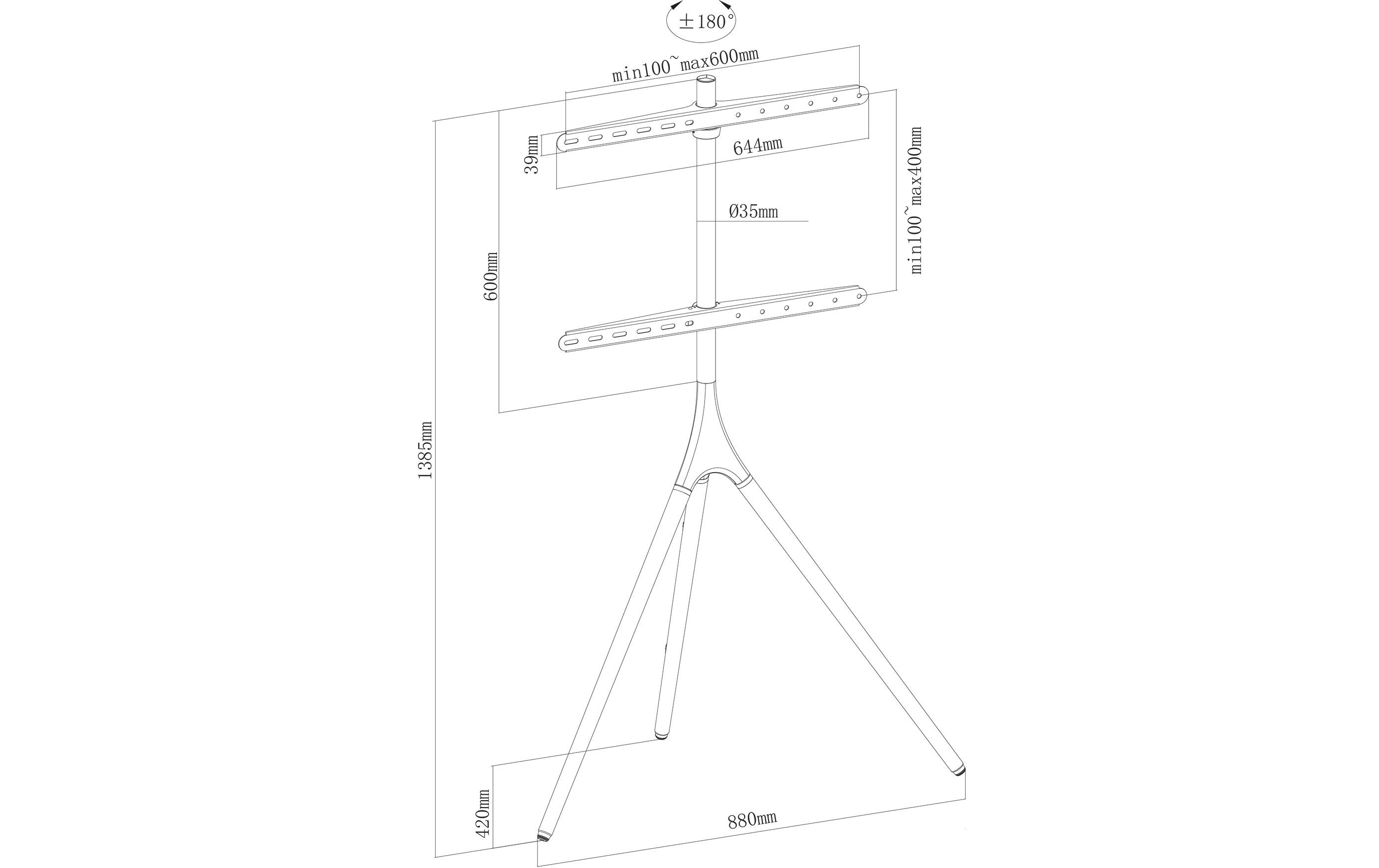 Staffelei My Wall HT22 Braun/Schwarz<br>TV-Ständer für 32