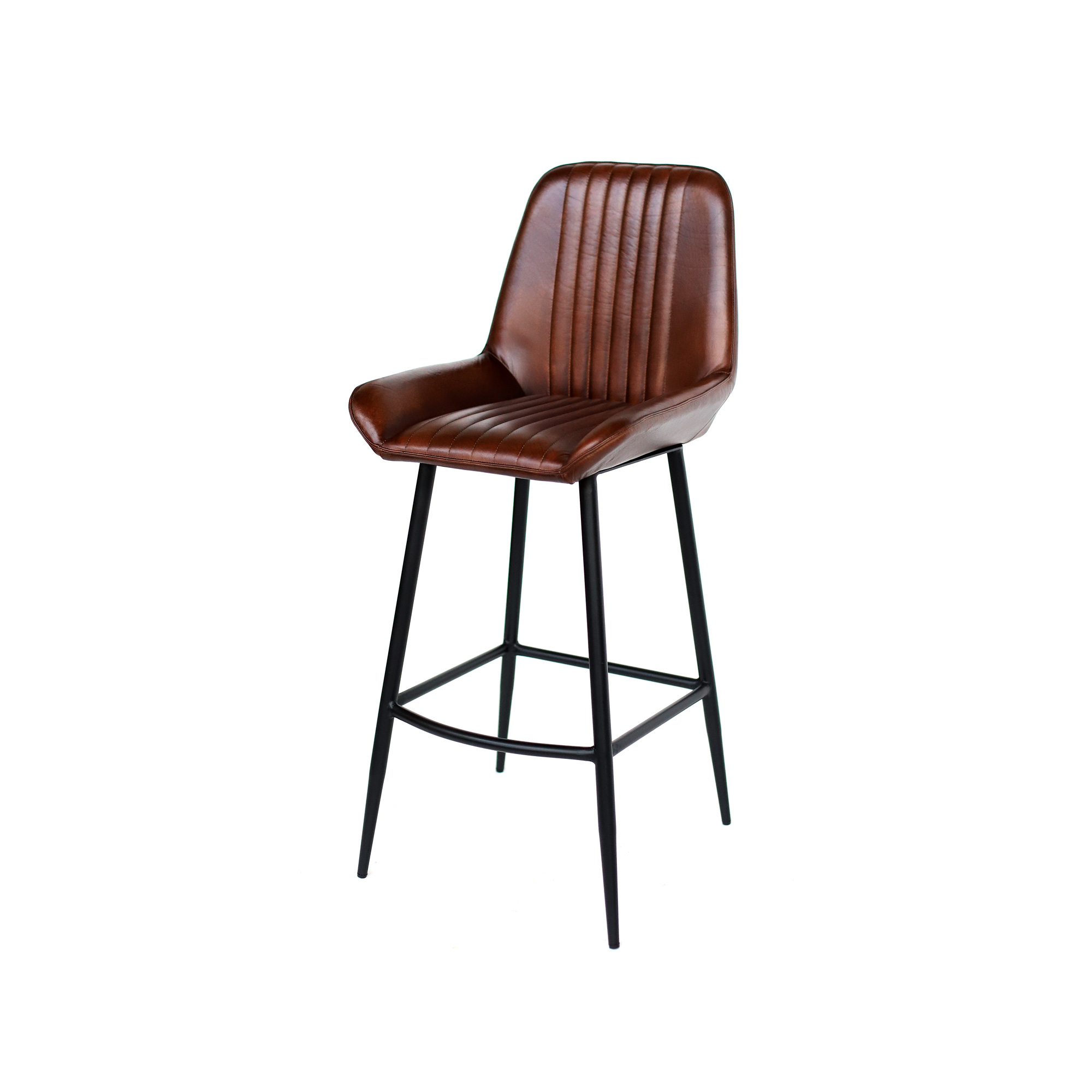 Barstuhl 'Tendt', braunes Leder, H 106 cm, B 45 cm, L 55 cm von fischer's lagerhaus