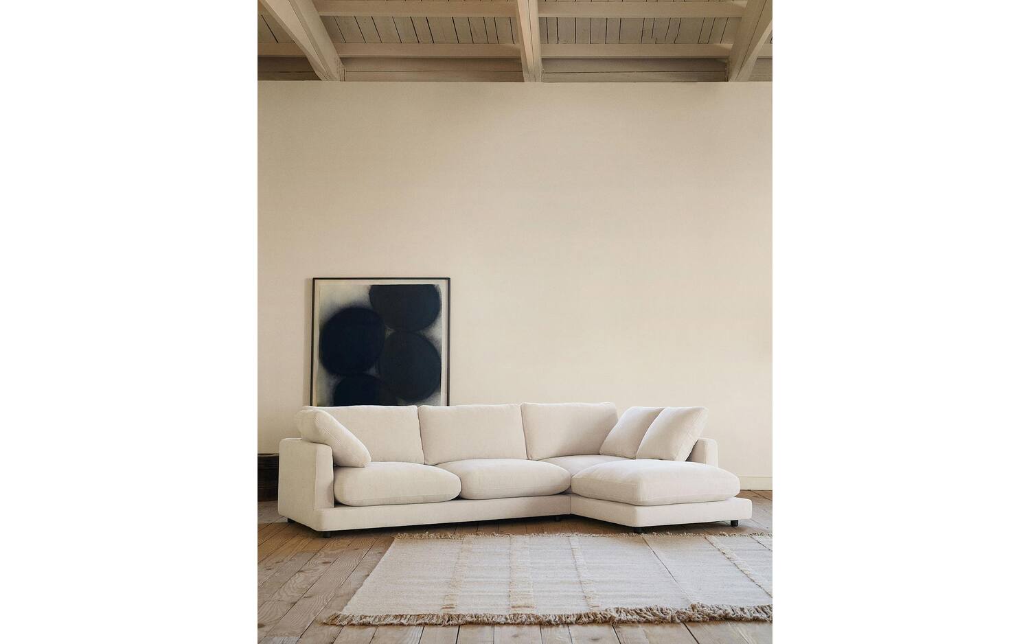 Kave Home - Gala 4-zitsbank met chaise longue links in beige 300 cm