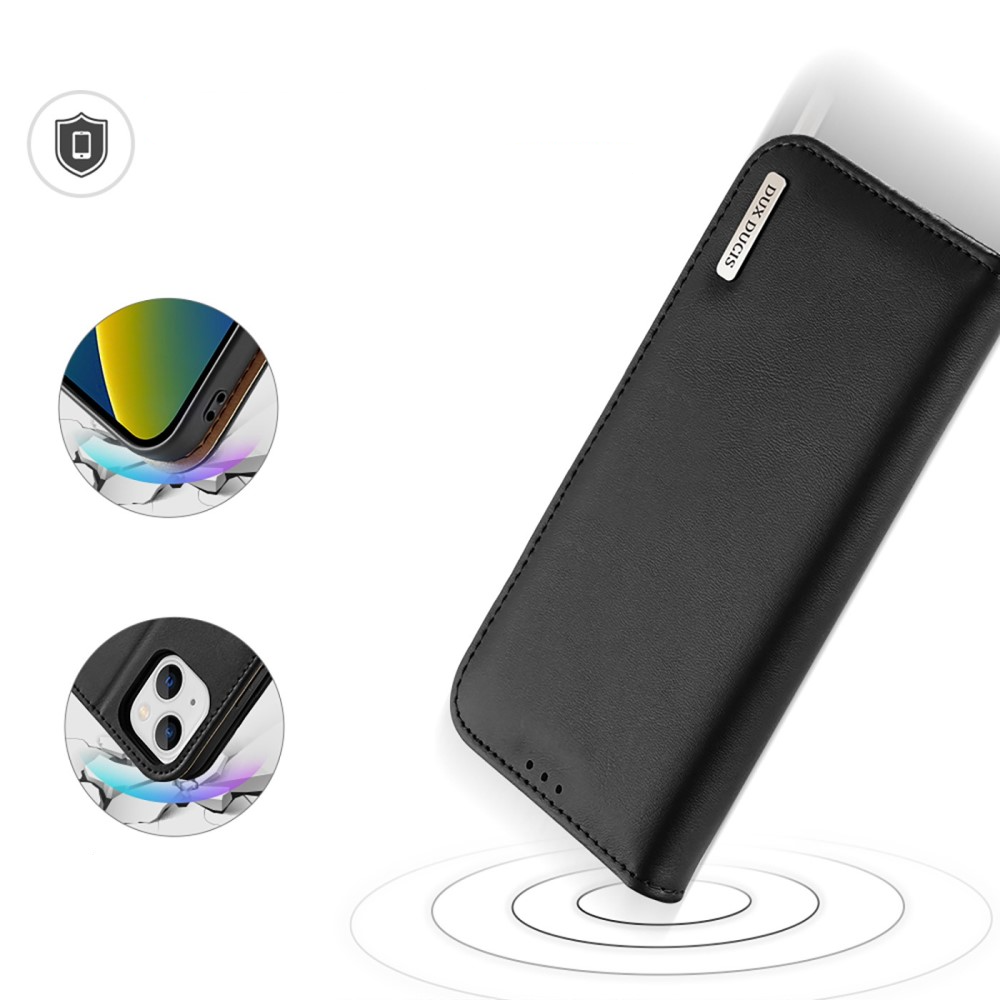 iPhone 14 Flip Wallet Cover Echtleder Tasche (RFID Schutz) - Schwarz