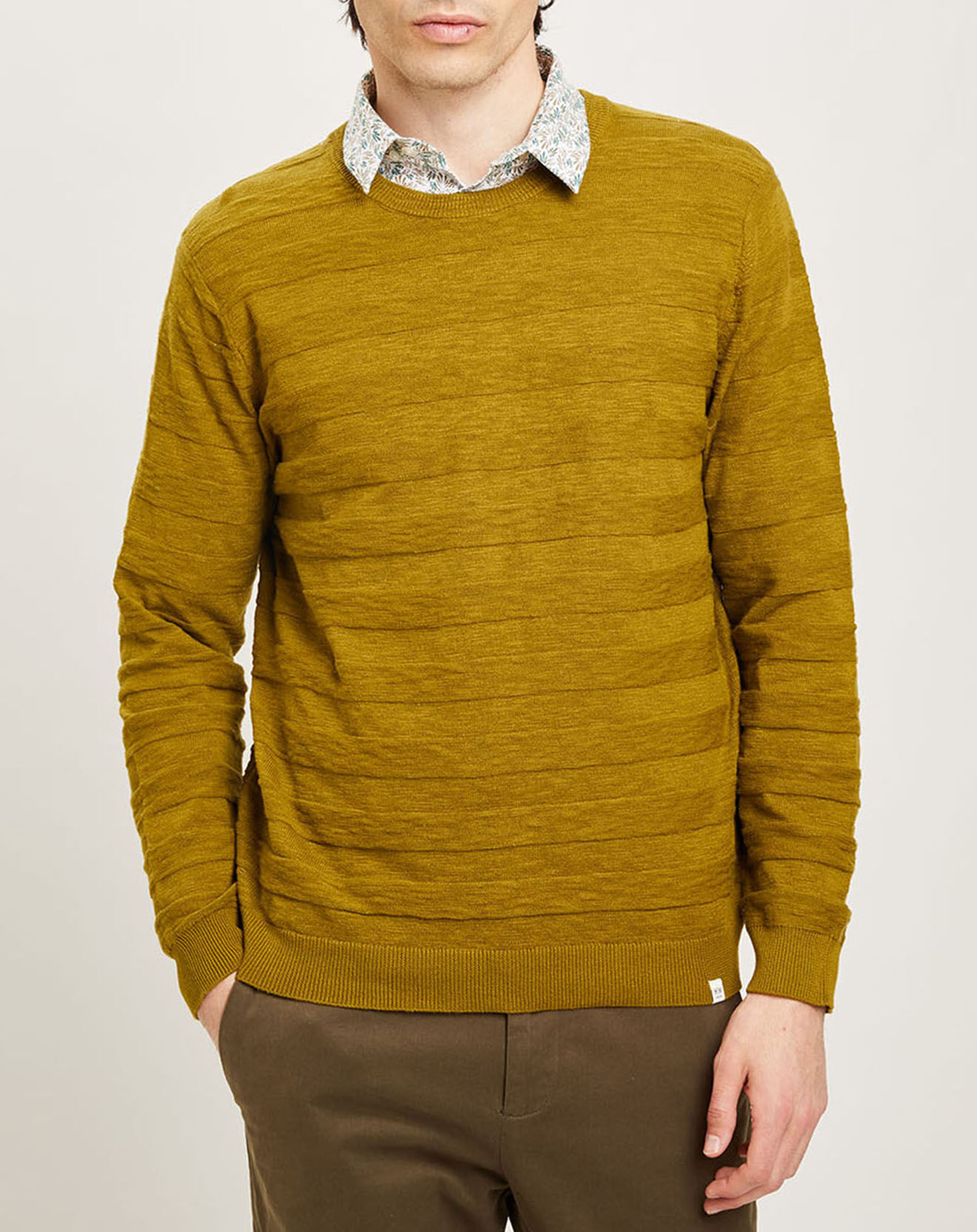 Harris Wilson Pull Orio rayures texturées olive