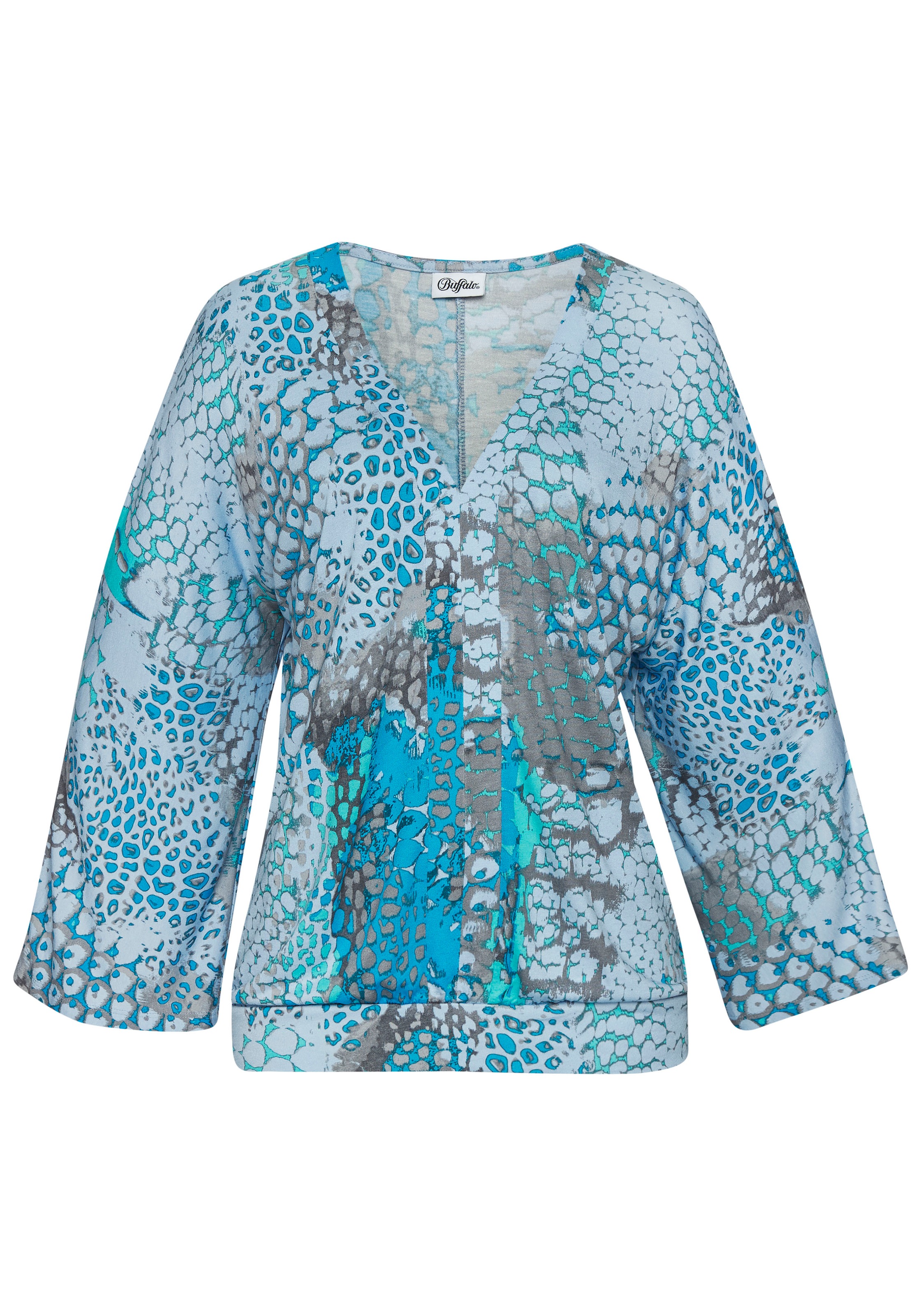 Buffalo Fledermausshirt , mit Animaldruck, lockere Bluse mit V-Ausschnitt, Blusenshirt