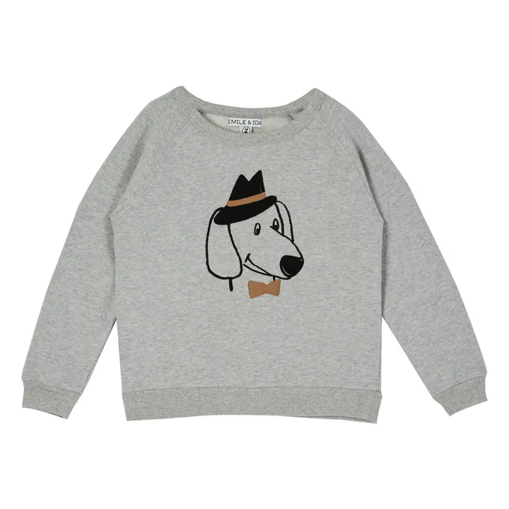 Emile et Ida Sweat Coton Bio Chien | Gris chiné