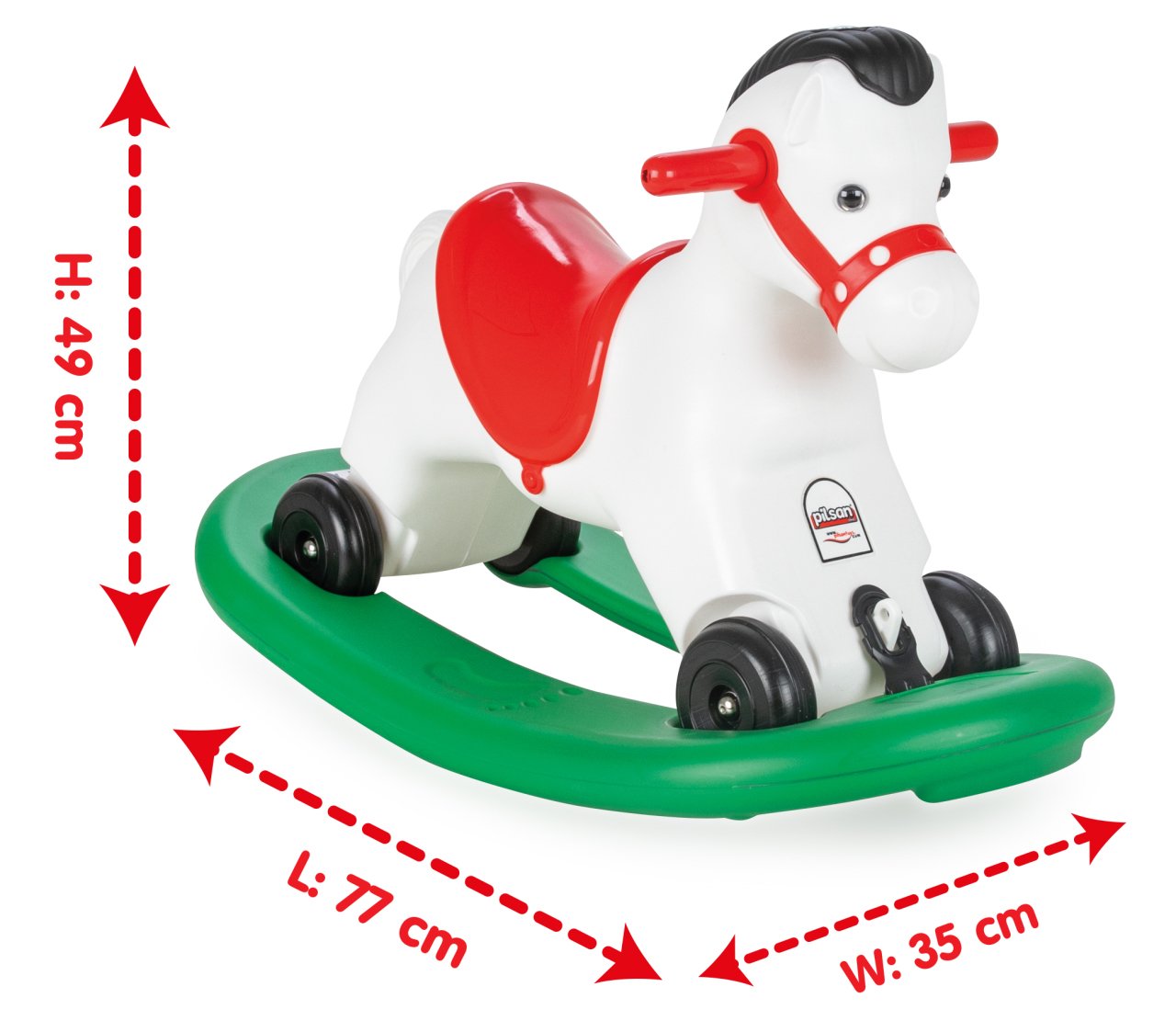 Rocking Horse mit Musik - Schaukelpferd und Rutscher 2 in 1 mit Rollen bis 50 kg