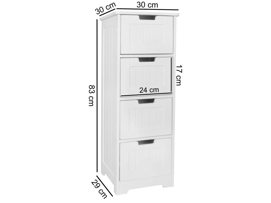Armoire de Salle de Bain 30x83x30cm Commode avec Tiroir Blanc Colonne