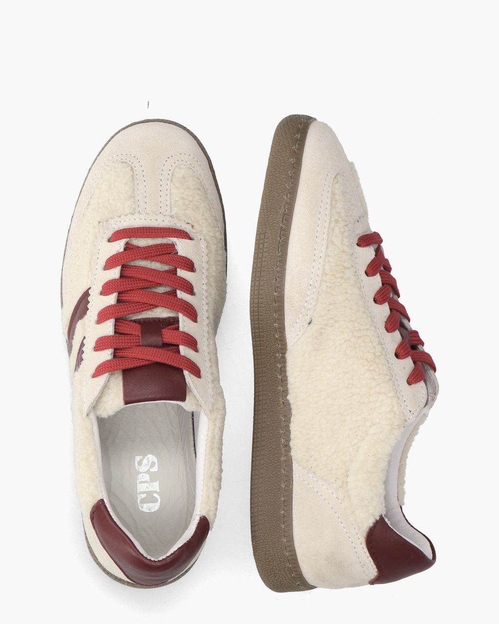 Cypres Yoel Off-White/Bordeauxrood Damessneakers