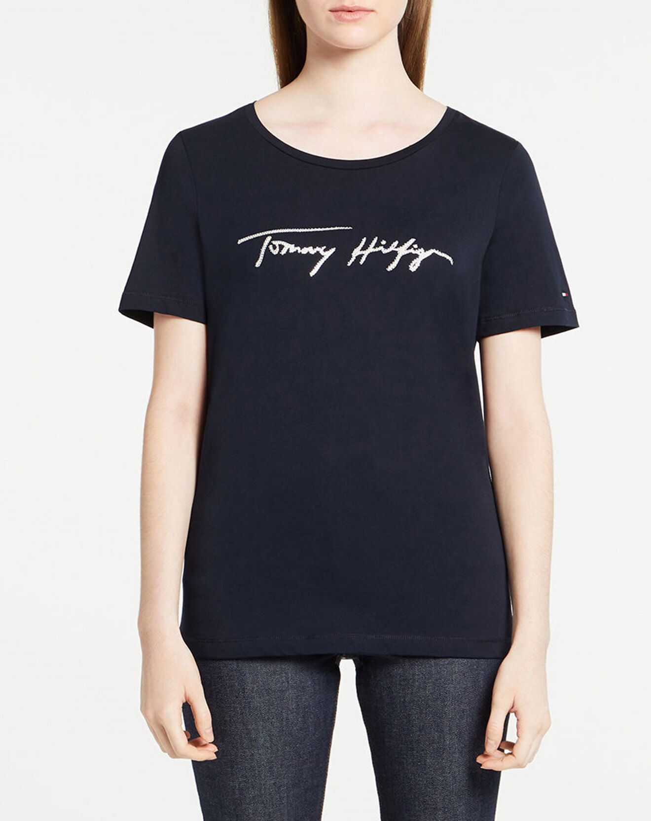 Tommy Hilfiger T-Shirt Signature Strass bleu marine