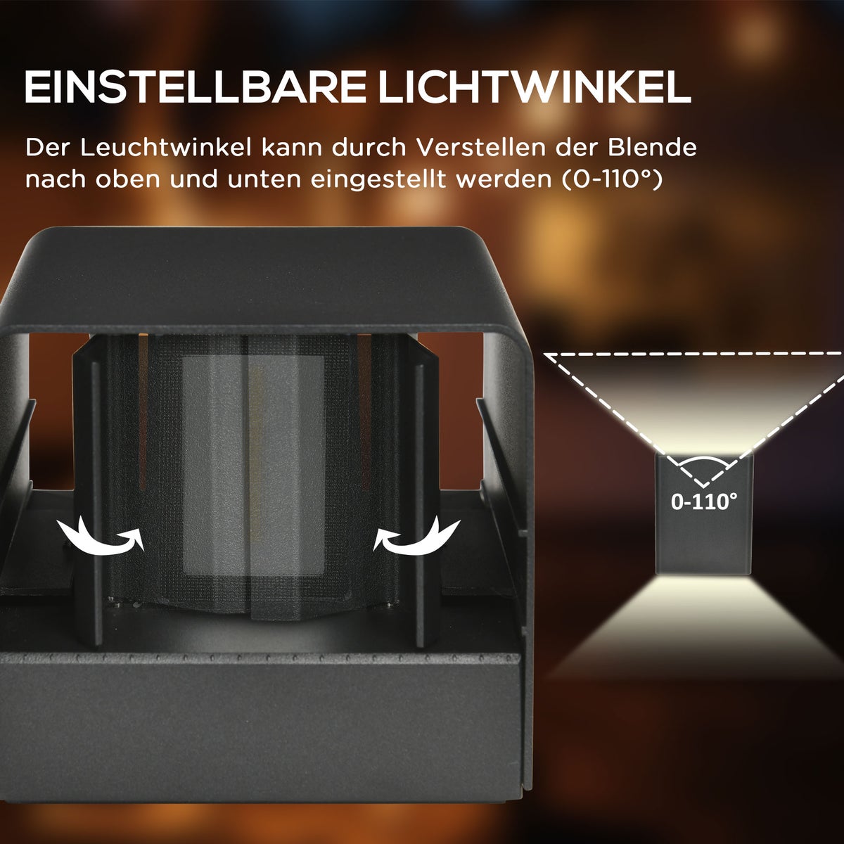 Outsunny wandlamp, buitenlamp met 3000K warm wit licht, verstelbare stralingshoek, IP65 waterdicht, 11L x 13B x 16H cm, aluminium, zwart