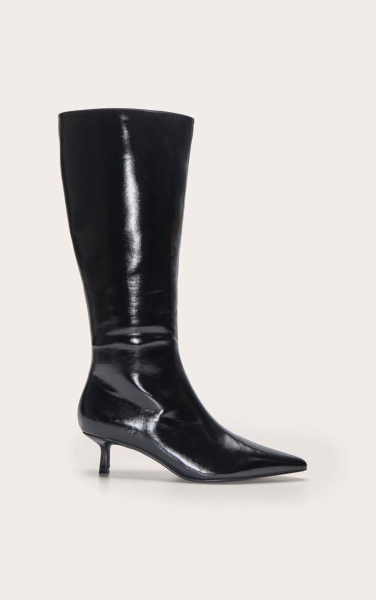 Noir Botte Haute À Bout Pointu Et Talon Chaton
