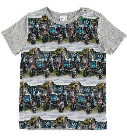 Freds WoRød T-shirt - Farming Photo - Gråmeleret