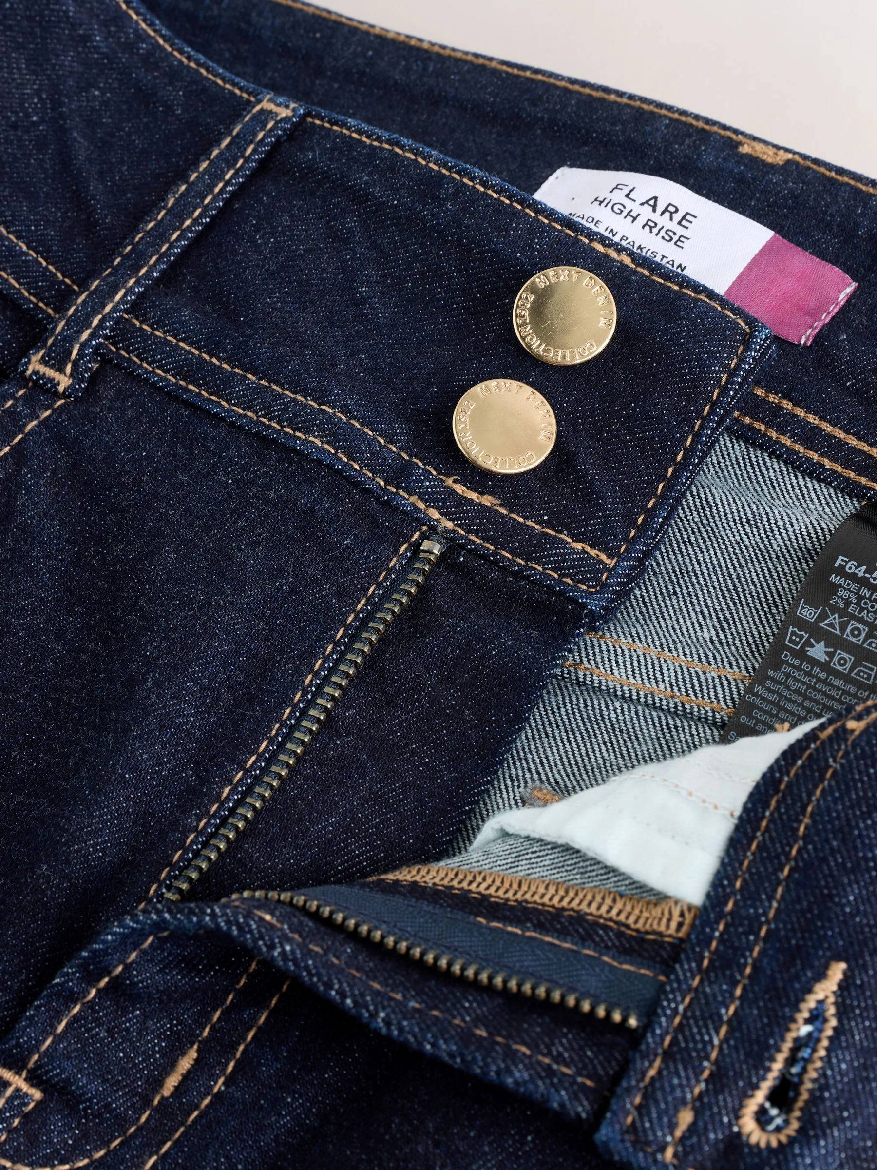 Blauw met wassing - High Rise Stretch Flare Jeans