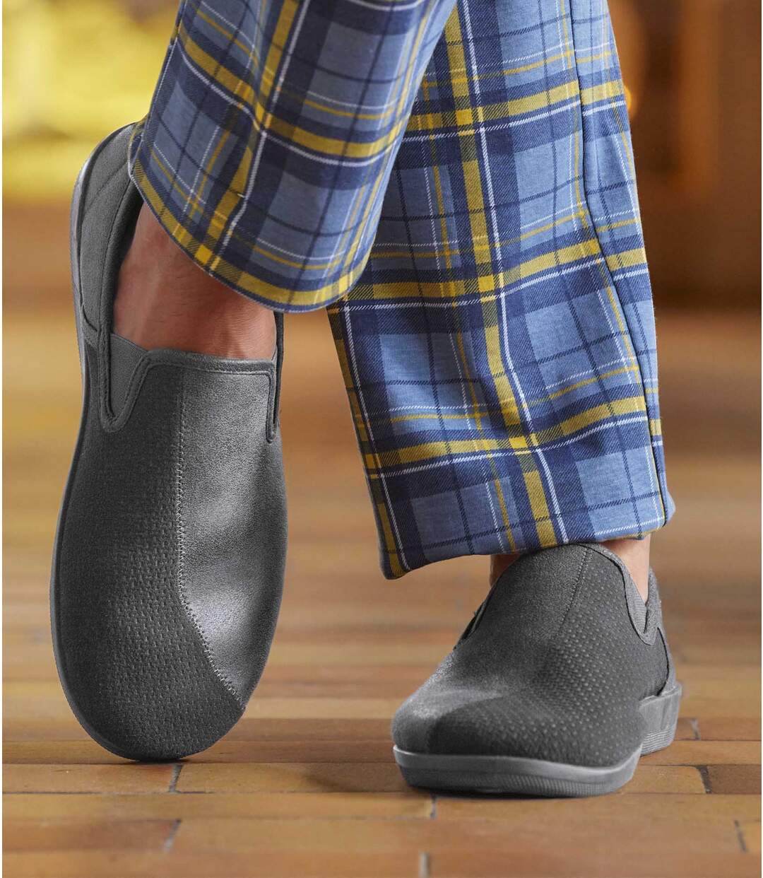 Chaussons Homme Bi-Matière Doublés Polaire