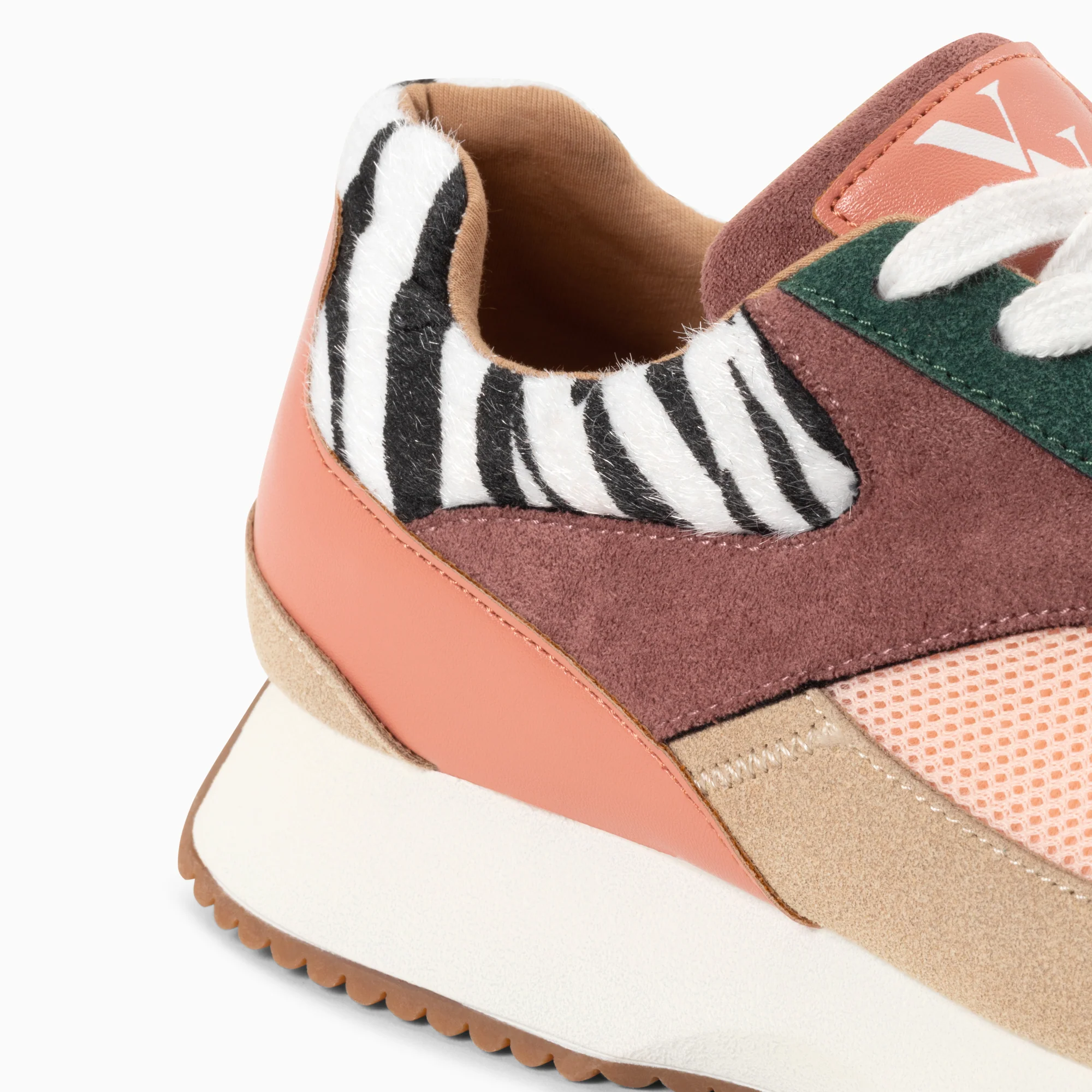 Sneakers-Baskets Anouk rose et beige à semelle running