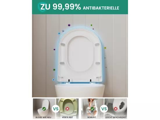 Cecipa max Abattant WC Frein de Chute, Siège de Toilettes en Forme de D, Blanc Couvercle de Toilette pour Salle de Bain
