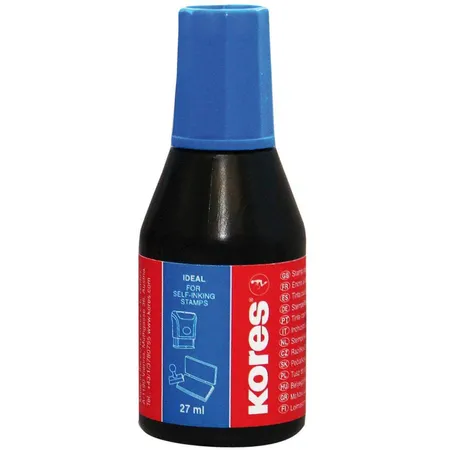 Kores Stempelfarbe mit Verstreicher, blau, 27ml
