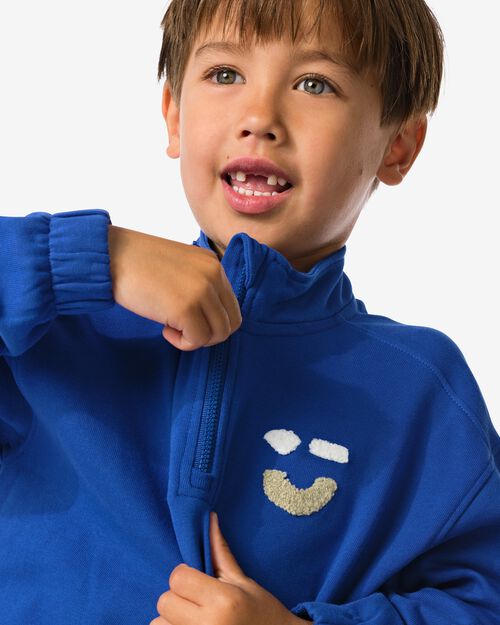 pull enfant zippé bleu