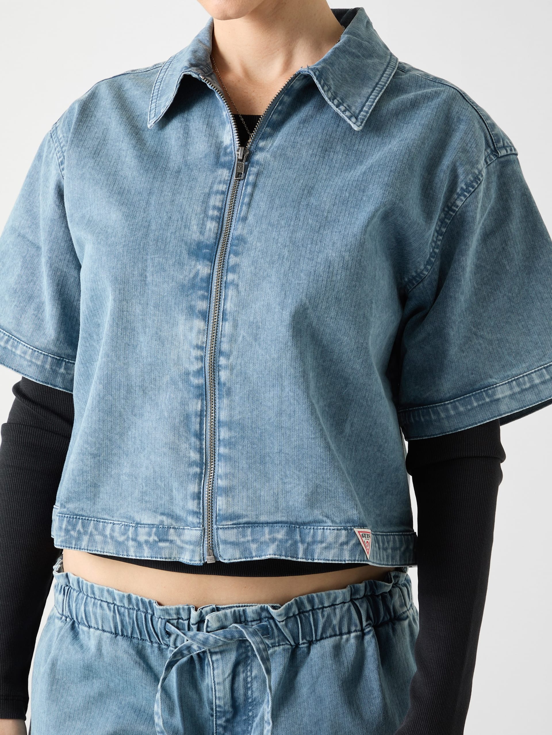 Camisa jeans com zíper GUESS Originals