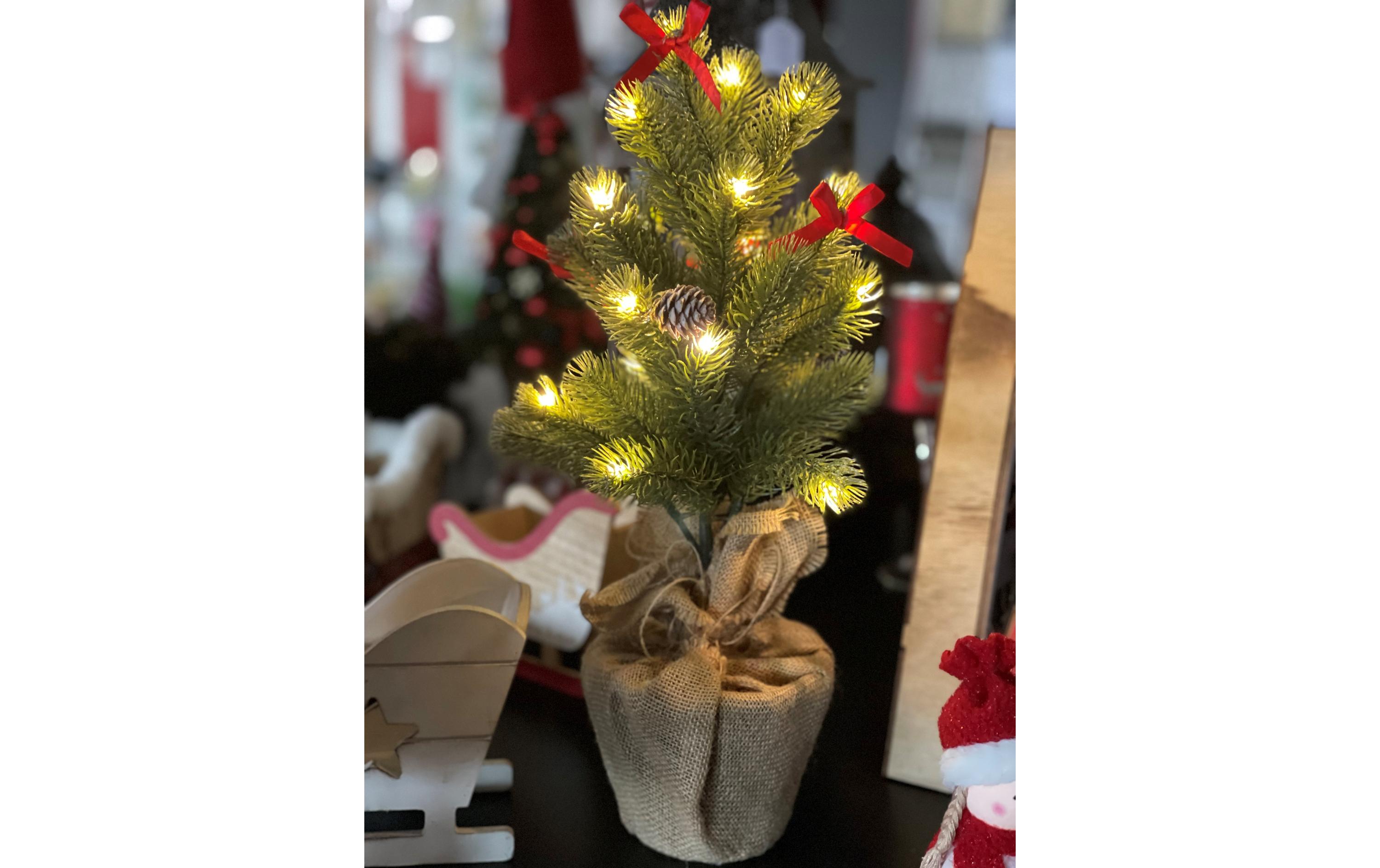 Weihnachtsbaum 10 LEDs, 45 cm, Grün/BraunLED Weihnachtsdekoration