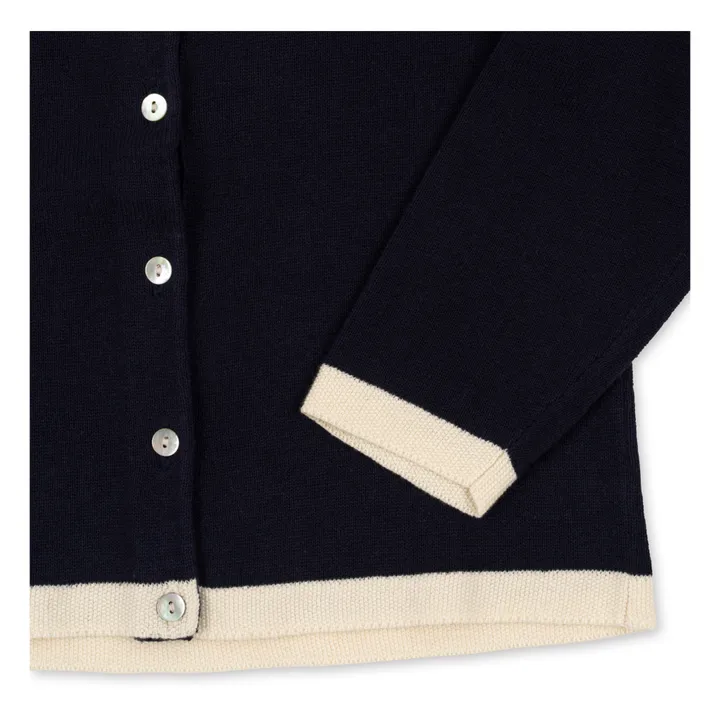 Konges Sløjd Cardigan Col Claudine Tricot Coton Bio Venton | Bleu marine