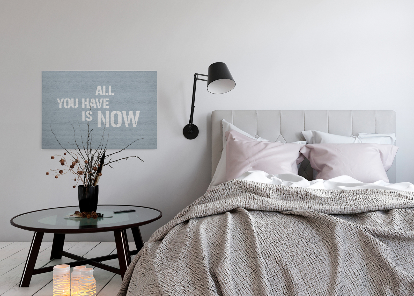 Leinwandbild ALL YOU HAVE IS NOW - grau-blau - 90x60 cm