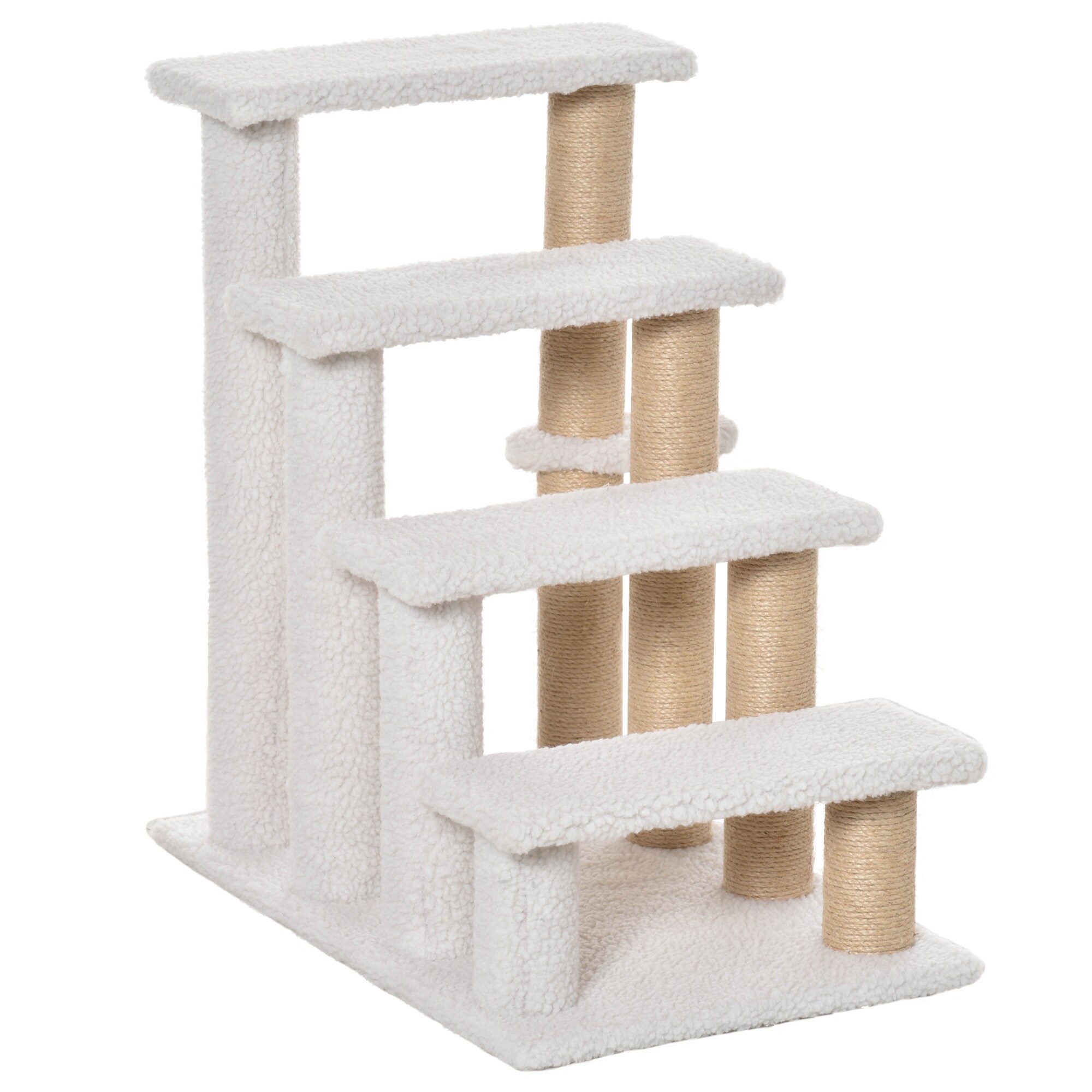 PawHut Haustiertreppe mit Krätzsäulen weiß 60 x 40 x 64 cm (LxBxH)