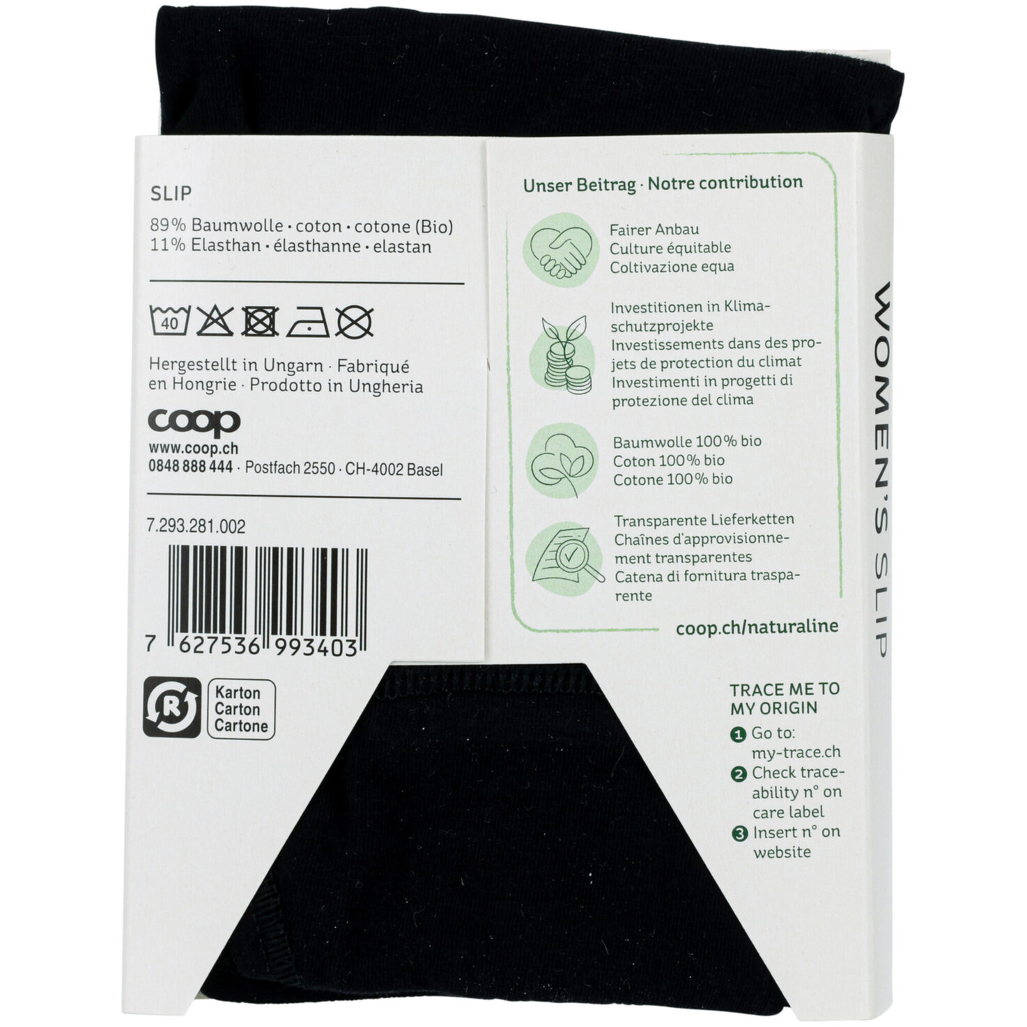 Naturaline Textil Damen Slip schwarz M