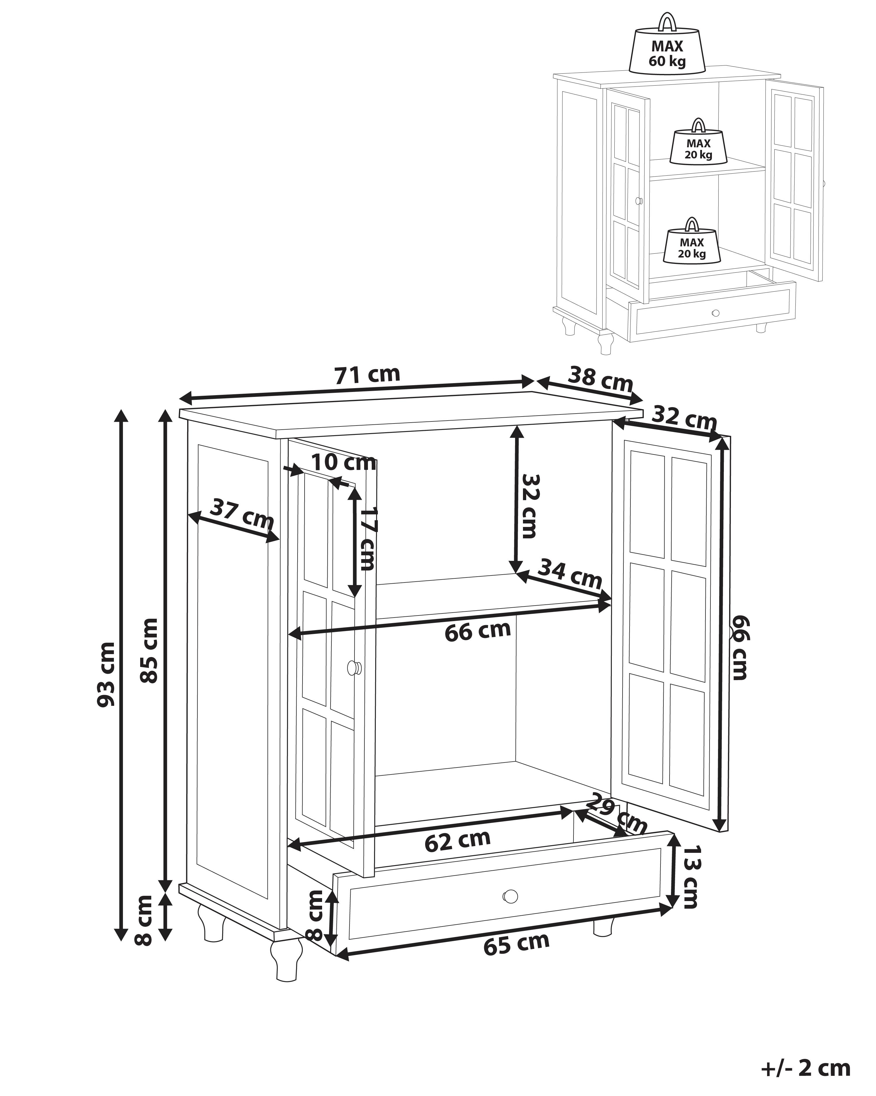 Dressoir met glazen deuren CARLET 71 cm Wit