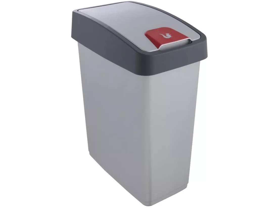 Cube de poubelle premium avec couvercle pliant, touche douce, 25 L, Magne, argent 39.5x24x47,5 cm