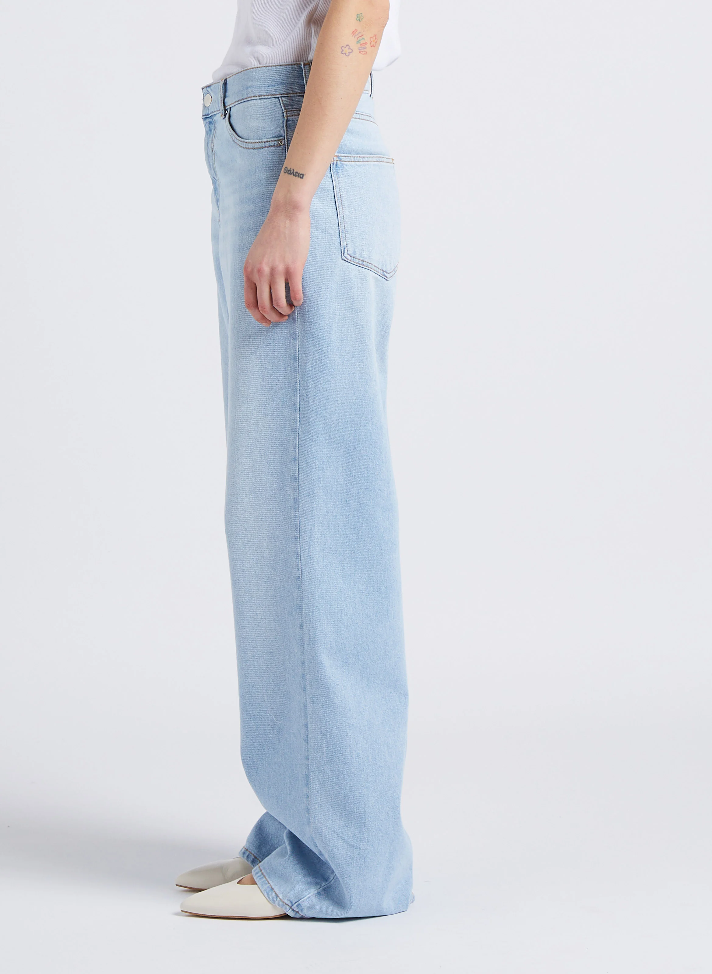 DAWN - Jean large en denim délavé | Bleu