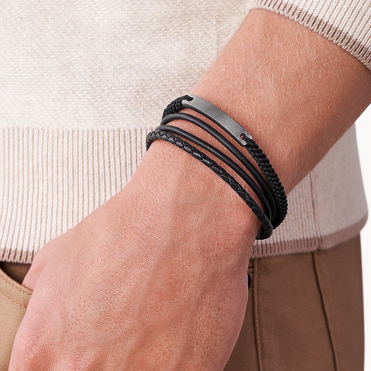 Bracelet homme Fossil Vintage casual multi-rangs