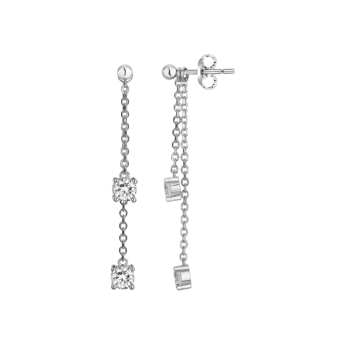 Boucles d'oreilles pendantes en Argent avec oxyde de zirconium blanc