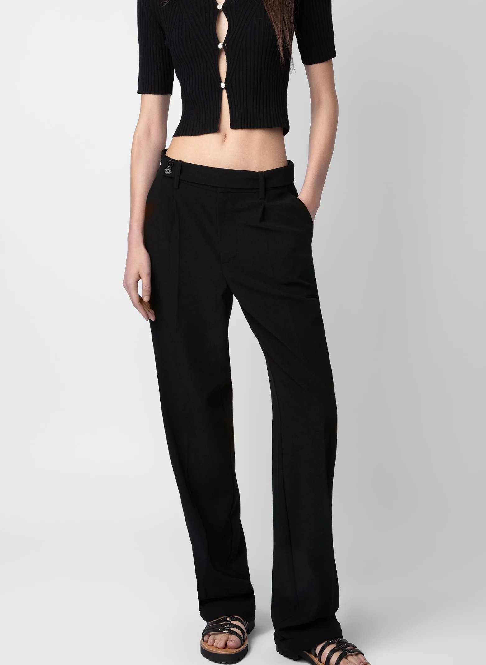 PURA - Pantalon large uni | Noir