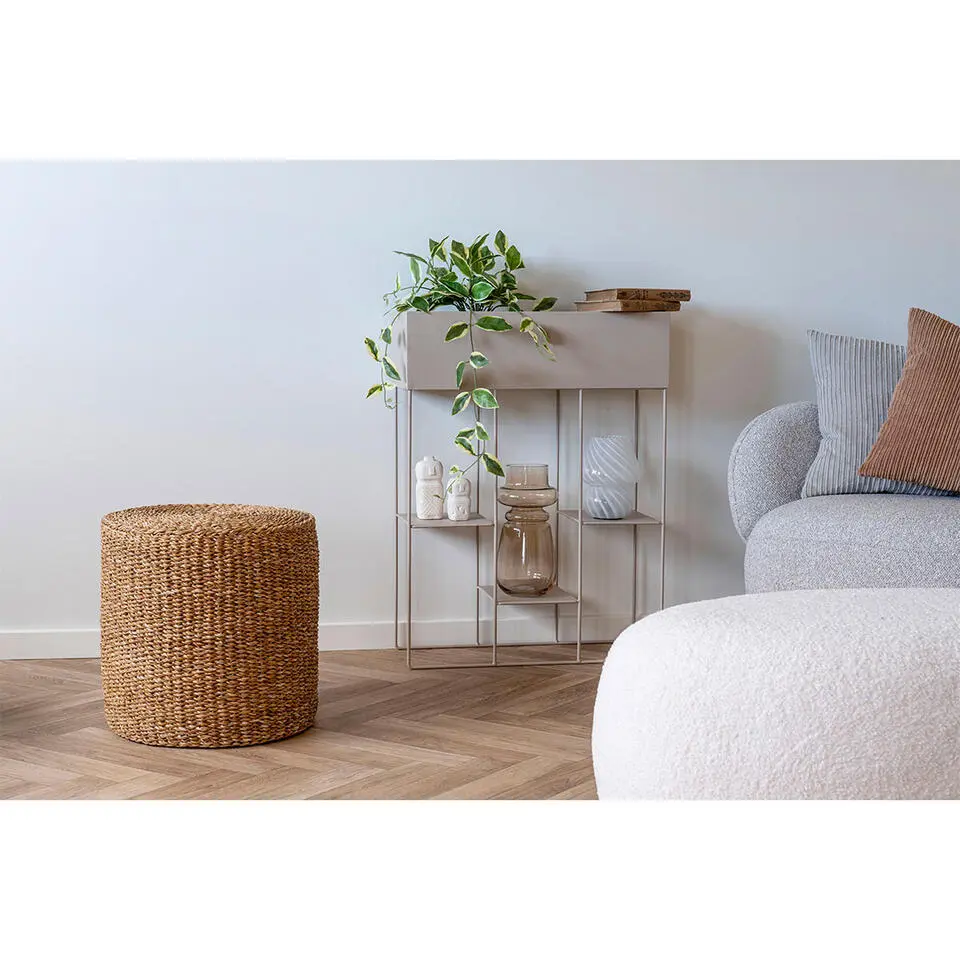 Hioshop Rivera poef Ø40cm natuur
