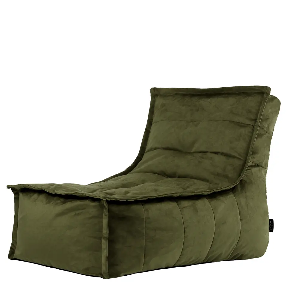 icon Zitzak Lounger Dolce - Fluwelen Zitzak - Olijfgroen