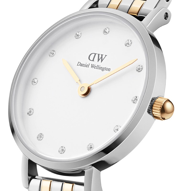 Montre à quartz - Acier inoxydable argenté & doré & cristaux - Femme