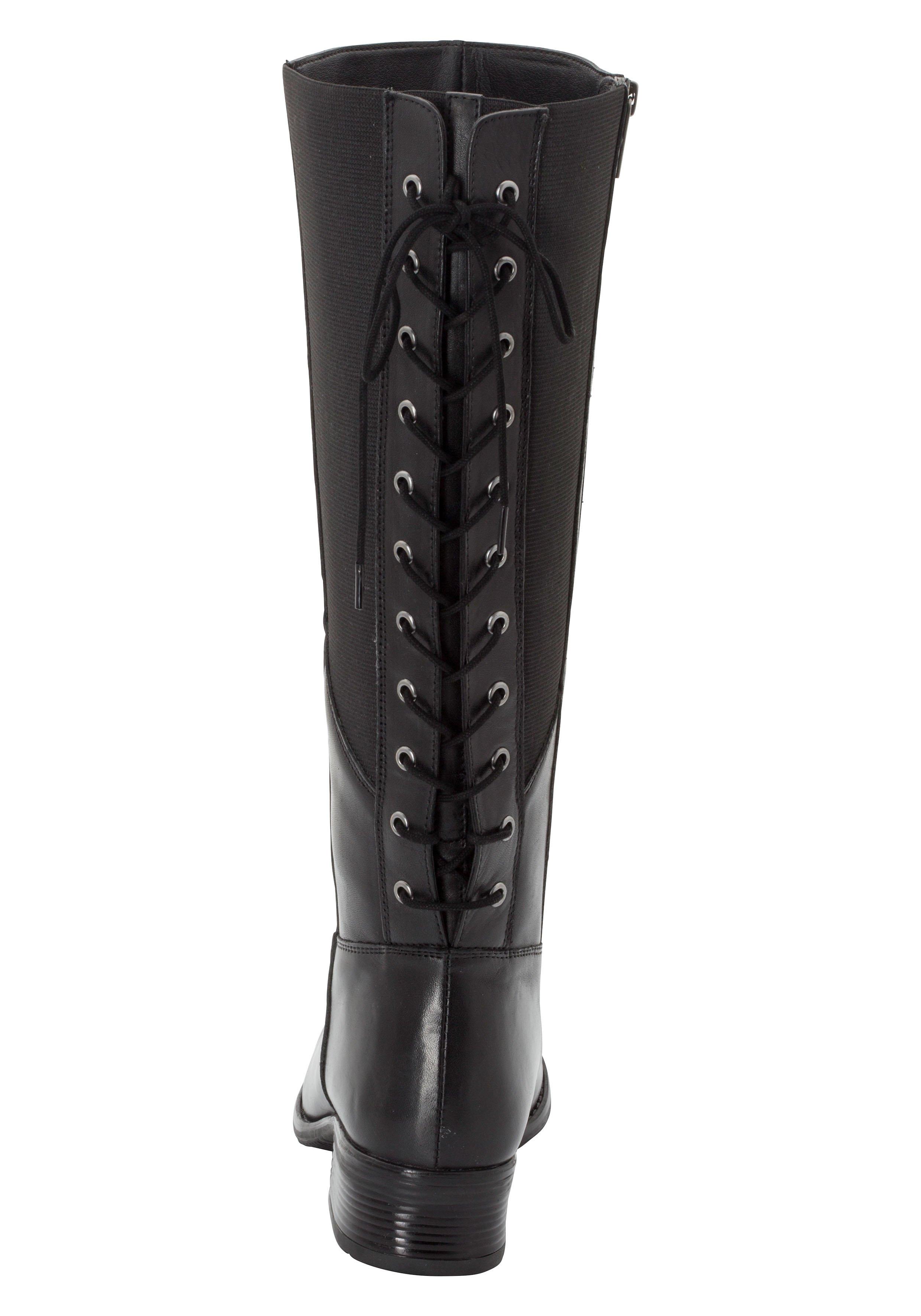 Weitschaftstiefel aus Leder mit  Schnürung