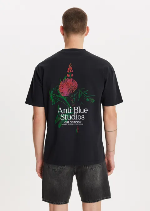 T-shirt met print bloemen zwart (ZWART)