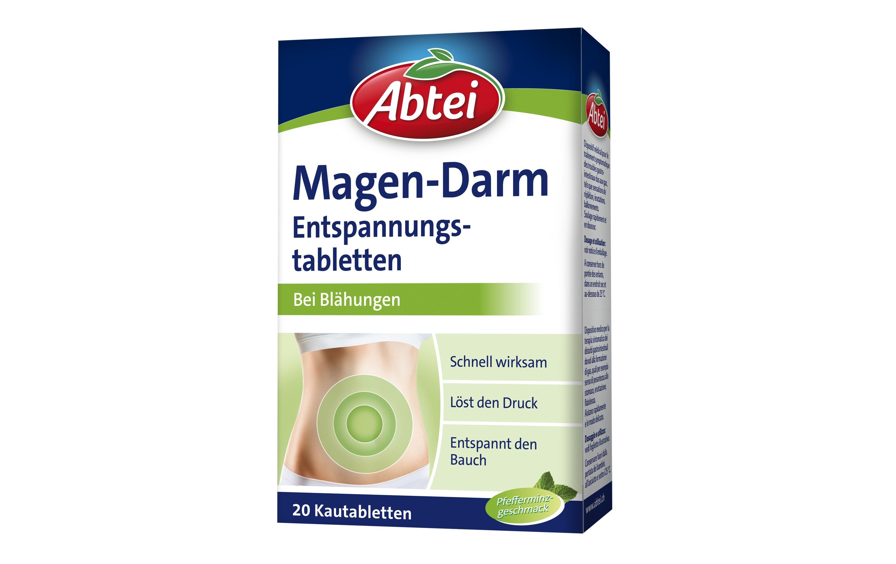 Magen-Darm Entspannungstablette 20 KautablettenTabletten bei Blähungen, Völlegefühl und Aufstossen