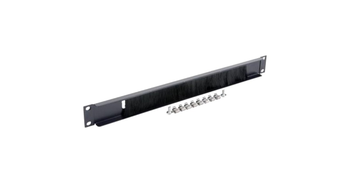 DSI19 inch kabelinvoerpaneel met borstel - DS-BCM kabelkanaal  (Zwart, 1U)